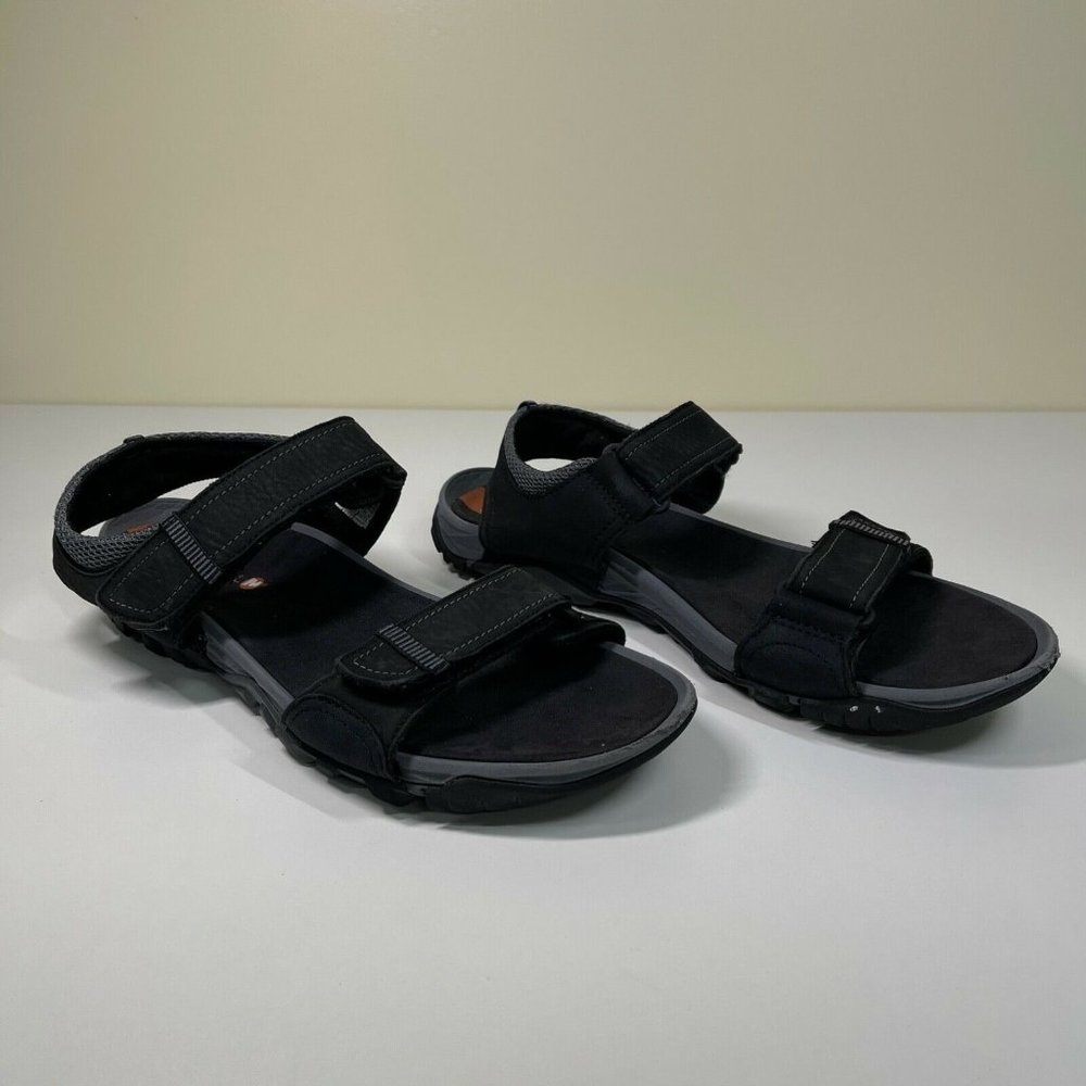 Merrell Telluride Sandals Men's 12 Black Leather Strap Select Fresh Move Grip